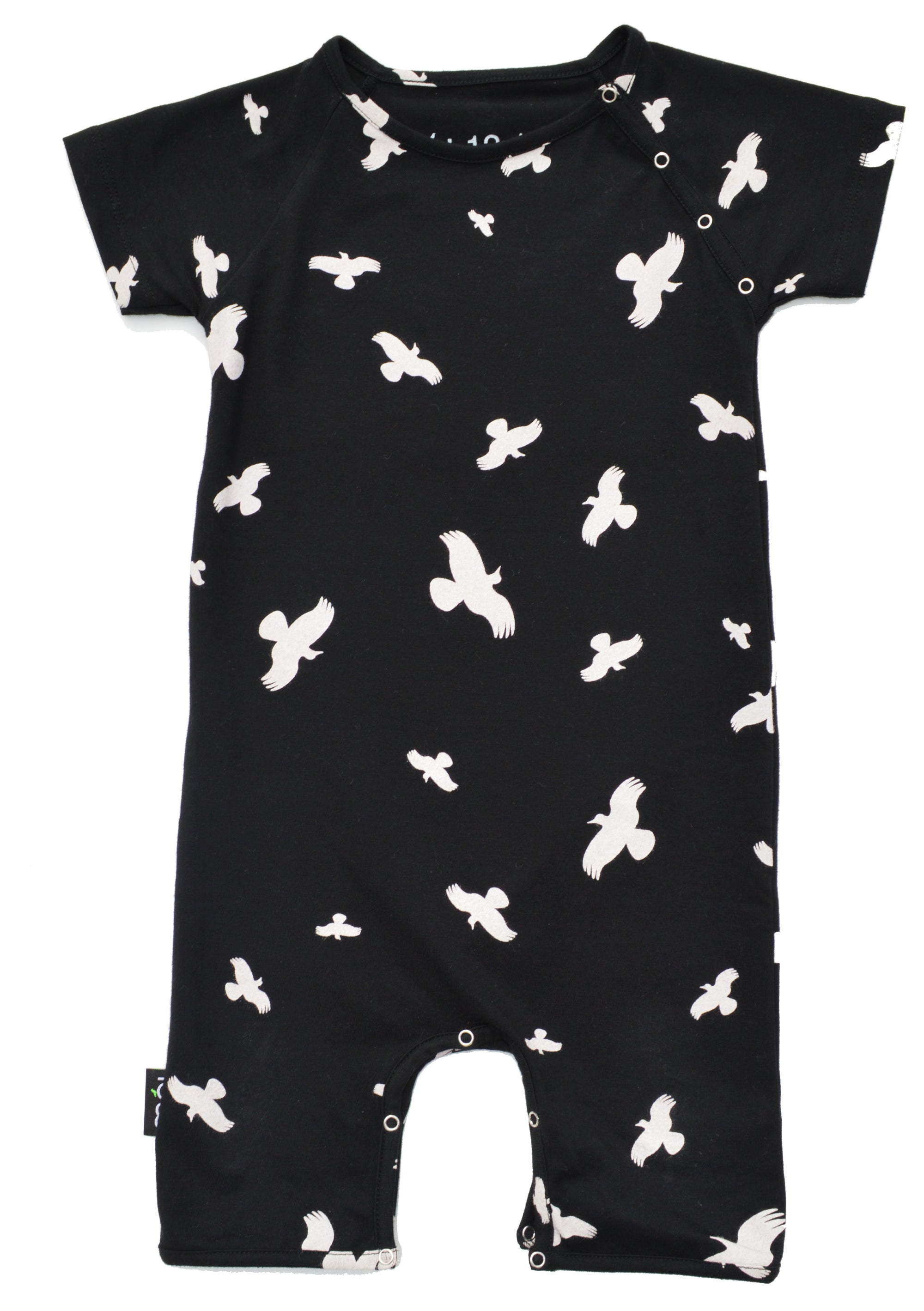 Moi - Summer Suit Shortsleeve Bird Black - Babypakje Korte Mouw Vogels Silhouetten Zwart