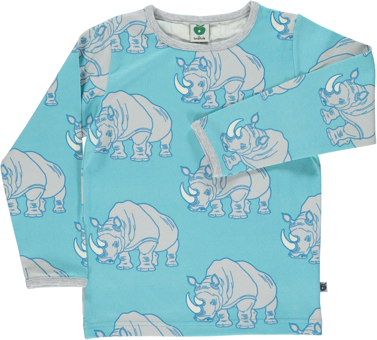 Smafolk Longsleeve Light Blue Rhino - Neushoorn