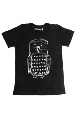 Aarrekid - T-Shirt Big Owl Black- T-Shirt Uil Zwart