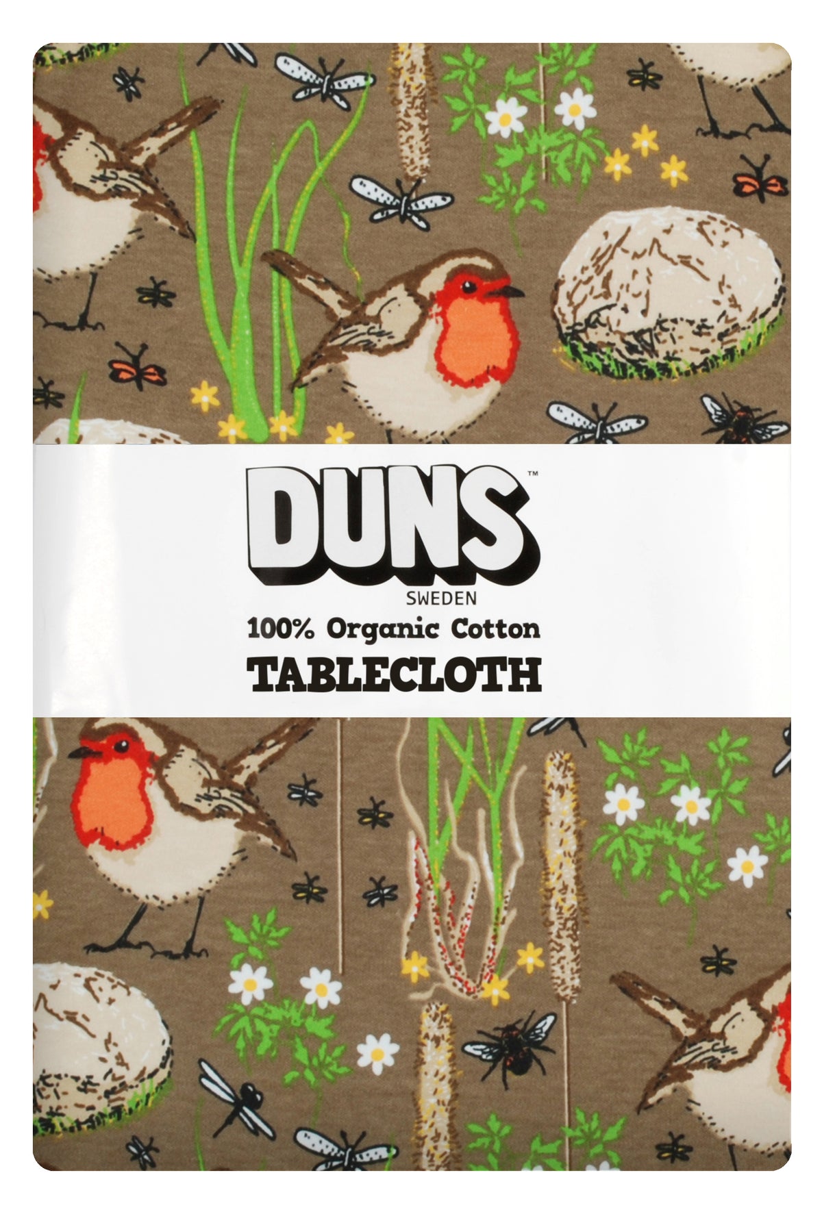 Duns Sweden Tablecloth Robin Timber Wolf - Tafelkleed Roodborstje Donkergrijs