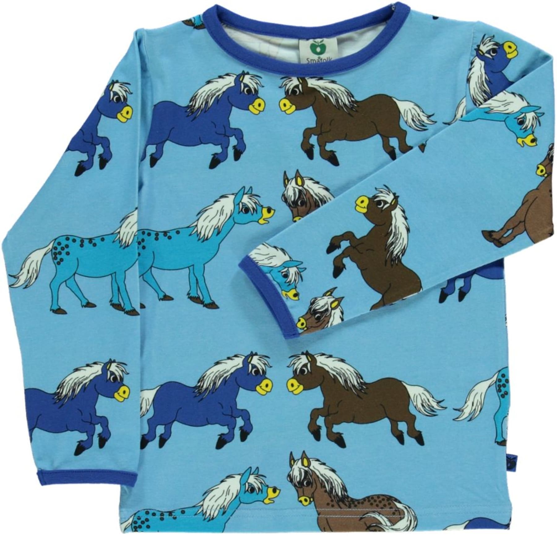 Smafollk - Longsleeve Horses Blue Grotto - Shirt Paarden Blauw